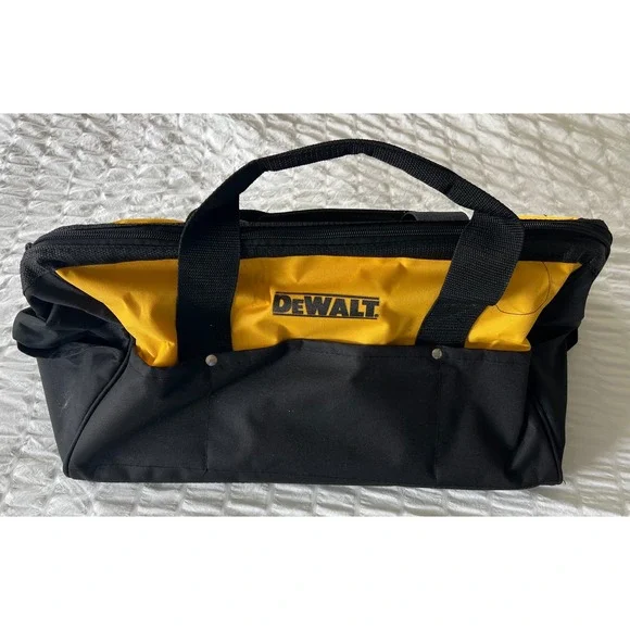 DEWALT 20 Inch Heavy Duty Tool Bag Yellow Black Wide Mouth Storage Organizer - Picture 11 of 11